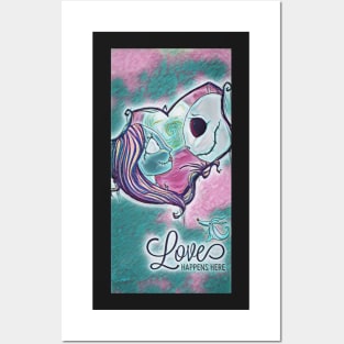 Jack and Sally Love Happens Here, the nightmare before Christmas, jack skellington, Christmas Holiday Gift, True Love Posters and Art